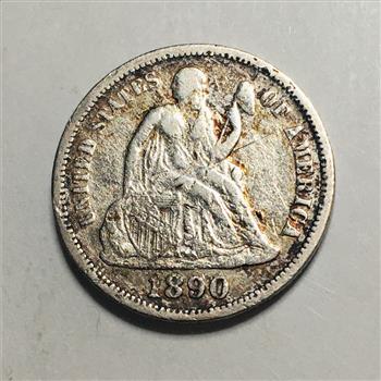 1890 Silver Seated Liberty Dime*LIBERTY Fully Visible