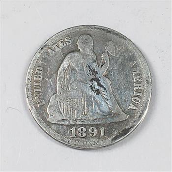 1891 Silver Seated Liberty Dime