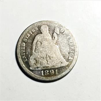 1891 Silver Seated Liberty Dime