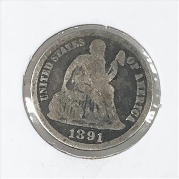 1891 Silver Seated Liberty Dime
