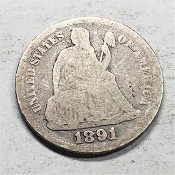 1891 Silver Seated Liberty Dime