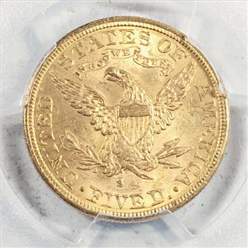 1893-S Liberty Head $5 Gold Half Eagle*Graded MS63 by PCGS Green CAC Sticker