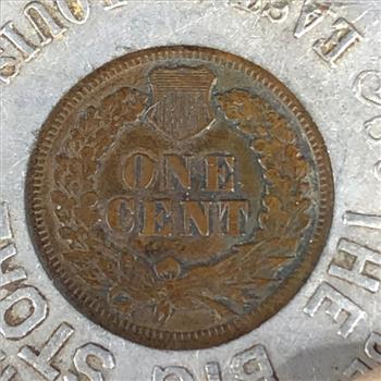 1902 Indian Head Cent Encased in Vintage Good Luck Horseshoe Ad for 