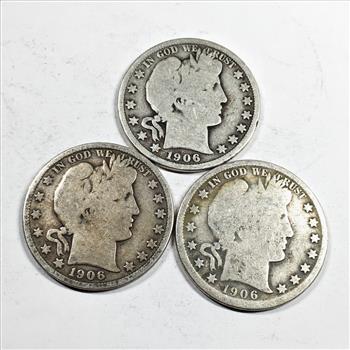 1906-P, D & O Silver Barber Half Dollars*