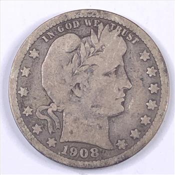 1908-D Silver Barber Quarter