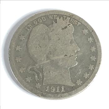 1911 Silver Barber Quarter