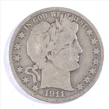 1911-S Silver Barber Half Dollar