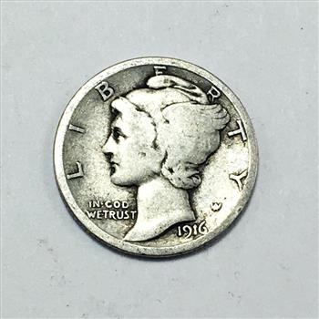 1916 Silver Mercury Head Dime
