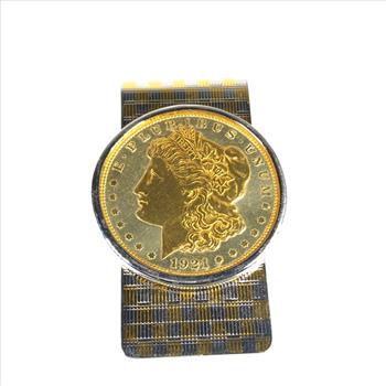 1921 Morgan Silver Dollar Money Clip*Highlighted in 24K Gold