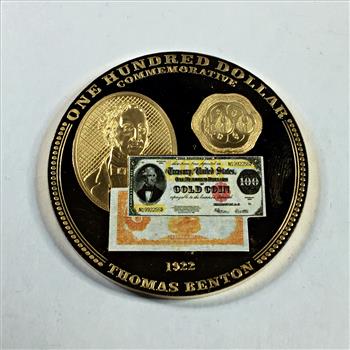 1922 24K Gold Layered Medallion Commemorating $100 Gold Certificate*2