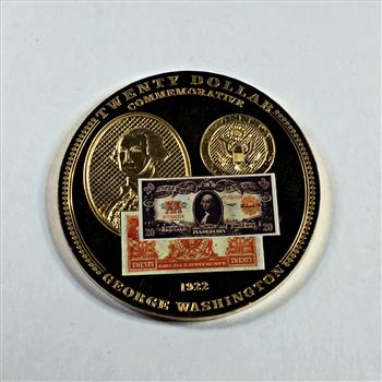 1922 24K Gold Layered Medallion Commemorating $20 Gold Certificate*2