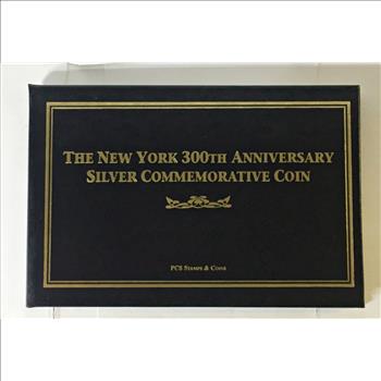 1924 Silver New York 300th Anniversary Commemorative Half Dollar*Also Two Stamps*High Grade Coin in Portfolio