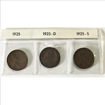 1925, 1925-D and 1925-S Lincoln Head Wheat Cents