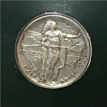 1927 Silver Oregon Trail Memorial Commemorative Half Dollar and Stamp*High Grade Coin in Portfolio