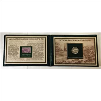 1927 Silver Oregon Trail Memorial Commemorative Half Dollar and Stamp*High Grade Coin in Portfolio