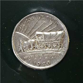 1927 Silver Oregon Trail Memorial Commemorative Half Dollar and Stamp*High Grade Coin in Portfolio