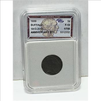 1930 Buffalo Nickel*Graded F12 by IGS Grading