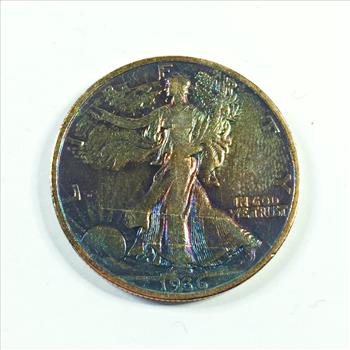 1936 Silver Walking Liberty Half Dollar*Beautiful Rainbow Tone!