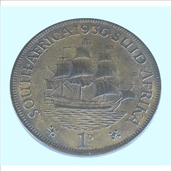 1936 South Africa 1 Cent Coin Large Copper with High Grade Details