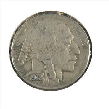 1938-D Buffalo Nickel-Var 2 (recessed five cents)