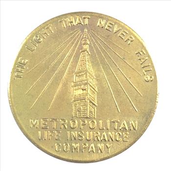 1939 New York World's Fair Metropolitan Life Insurance Company*The Light That Never Fails*Token