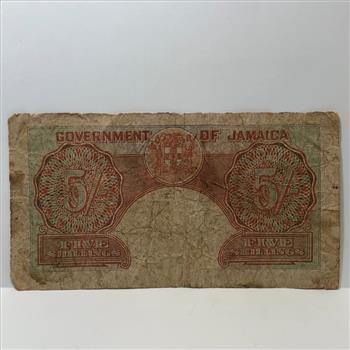 1940 Bank of Jamaica 5 Shillings *Rare Note in Protective Sleeve