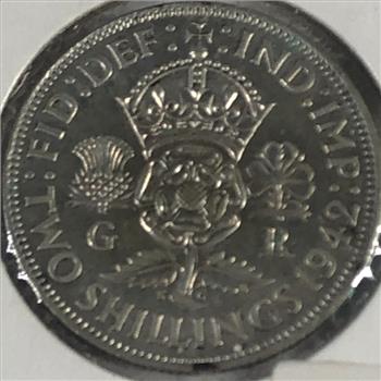 1942 Great Britain Silver Two Shillings*High Grade SILVER COIN FROM WORLD WAR II