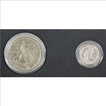 1943 America's Most Beautiful Silver Coins - Walking Liberty and Mercury Head Dime