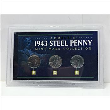 1943-P, D & S Lincoln Head Steel Penny Mint Mark Collection*WWII Emergency Issue*High Grade in Custom Holder