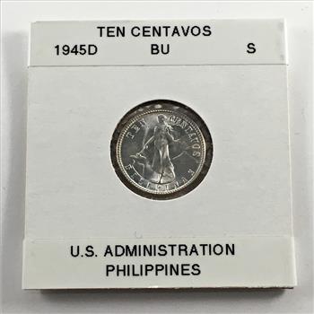 1945D Philippines Silver Ten Centavos*Uncirculated