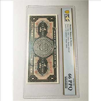 1954 Mexico 1 Peso - Series DW-EF Banknote*Graded Gem Unc 66 PPQ by PCGS