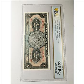 1954 Mexico 1 Peso - Series DW-EF Banknote*Graded Gem Unc 66 PPQ by PCGS