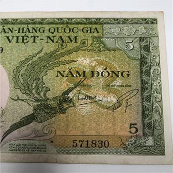 1955 South Vietnam 5 Dong Banknote*Circulated