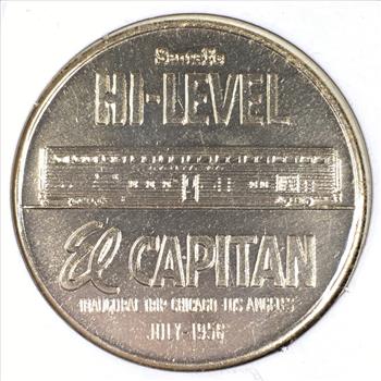 1958 El Capitan Santa Fe Railroad Inaugural Trip Medallion*Aluminum