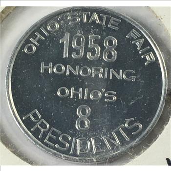 1958 Ohio State Fair Benjamin Harrison Commemorative Medallion*Aluminum