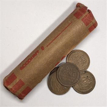 1958 P Lincoln Wheat Cent Labeled Roll *50 Coins