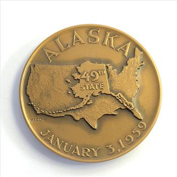 1959 State of Alaska Admission Bronze Medallion Commemorative*2.5