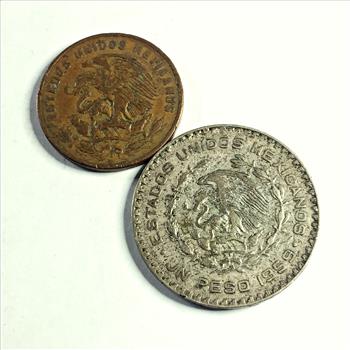 1959Mo Mexican Silver Peso & 1966 Mexican 20 Centavos