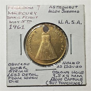1961 Mercury Space Flight*Freedom 7 Medallion*Holed Aluminum*25mm