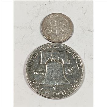1961-D Silver Franklin Half Dollar & 1961 Silver Roosevelt Dime