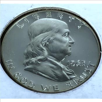 1963 Toned Proof High Grade Franklin Silver Half Dollar