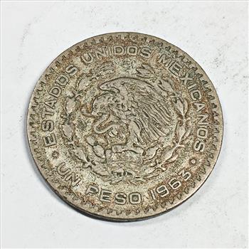 1963Mo Mexico Silver One Peso Coin