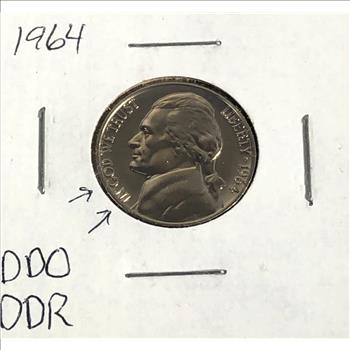 1964 Proof Double Die Obverse and Reverse Jefferson Nickel High Grade Cameo
