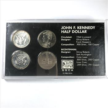1964 Silver Kennedy Half Dollar, 1976-D, 1967 and 1995-P Kennedy Half Dollars*In Custom Holder