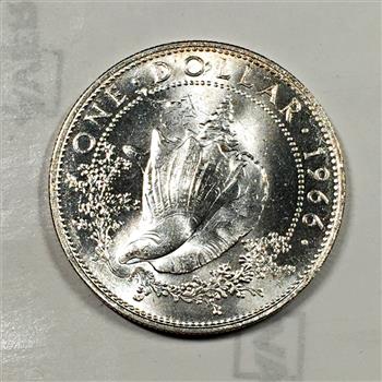 1966 British Commonwealth-Bahamian Silver $1 w/ Conch Shell Design!