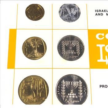 1966 Proof-Like Issues Coins of Israel*Six Coins on Story Board*Minted by Israel Government Coins and Medals Corporation