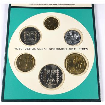 1967 Coins of Israel*Jerusalem Specimen Set*Six Coins on Story Board*Israel Government Printer