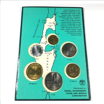 1967 Coins of Israel*Jerusalem Specimen Set*Six Coins on Story Board*Israel Government Printer