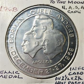 1968 Apollo * Medallion*Aluminum*39mm*First Lunar Apollo Flight