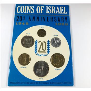 1968 Coins of Israel*20th Anniversary*Six Coins on Story Board*Israel Government Printer